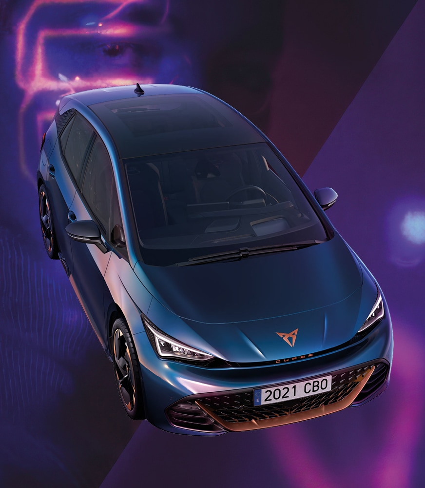 CUPRA Born lila Hintergrund