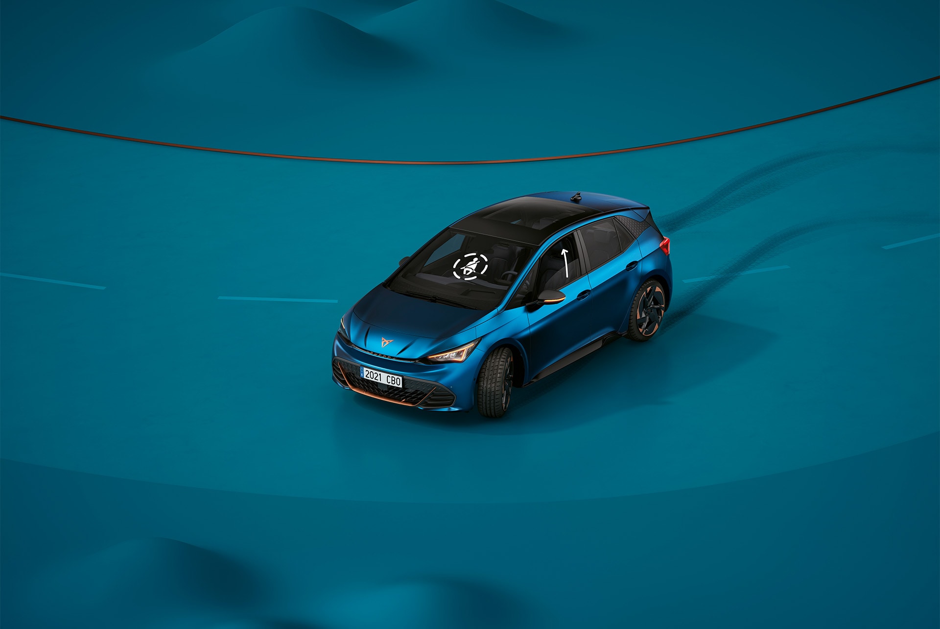 CUPRA Born in Aurora Blue mit Pre-Crash-Assist-System 