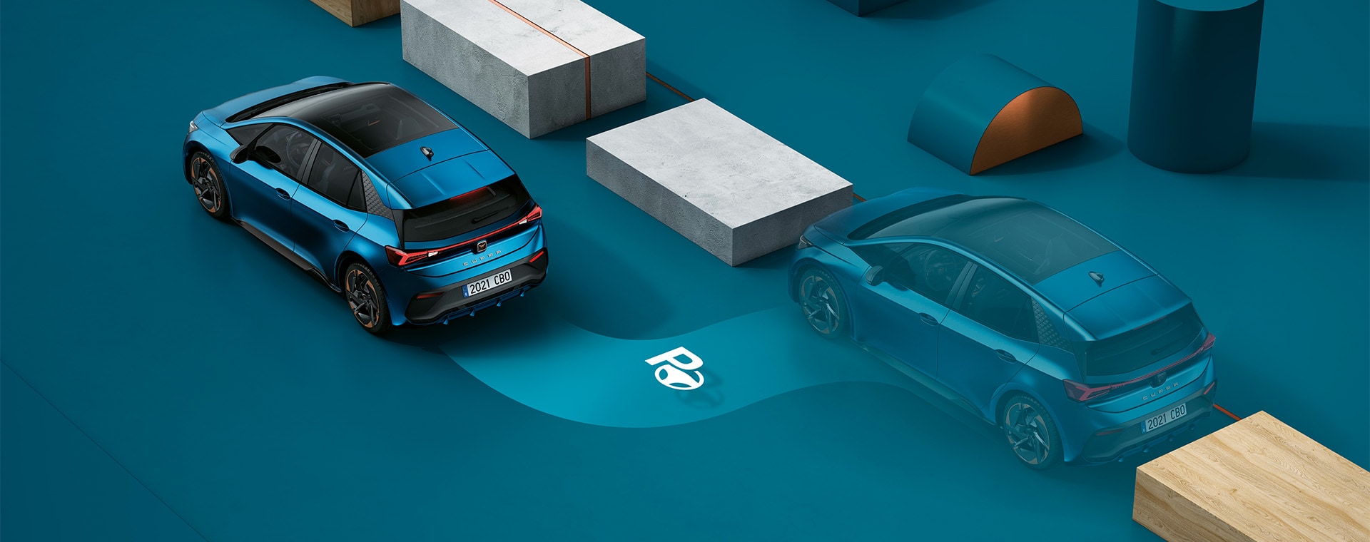CUPRA Born in Aurora Blue mit Remote-Einparkierassistenten