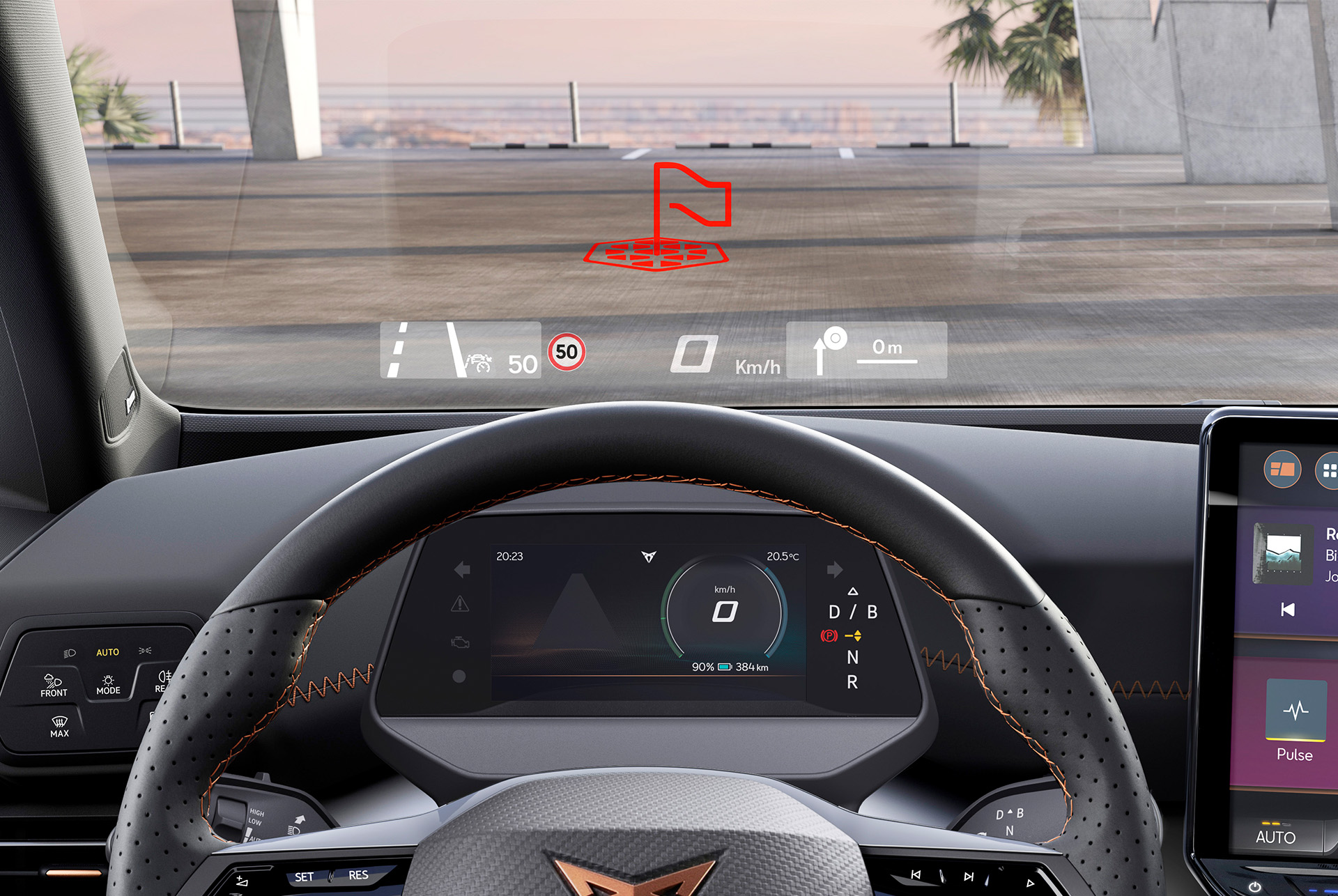 CUPRA Born Augmented-Reality-Infos auf die Windschutzscheibe projiziert 