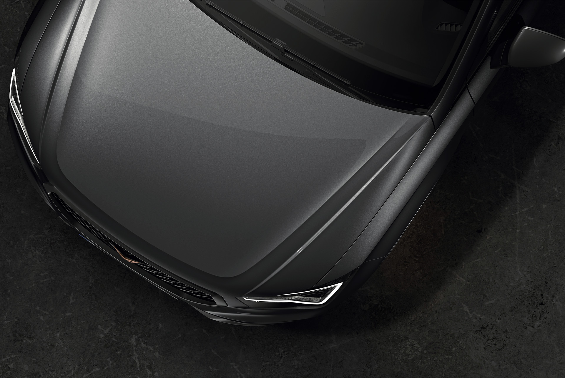 La vista dall’alto della CUPRA Ateca in Graphite Grey mostra la verniciatura elegante e raffinata del veicolo.