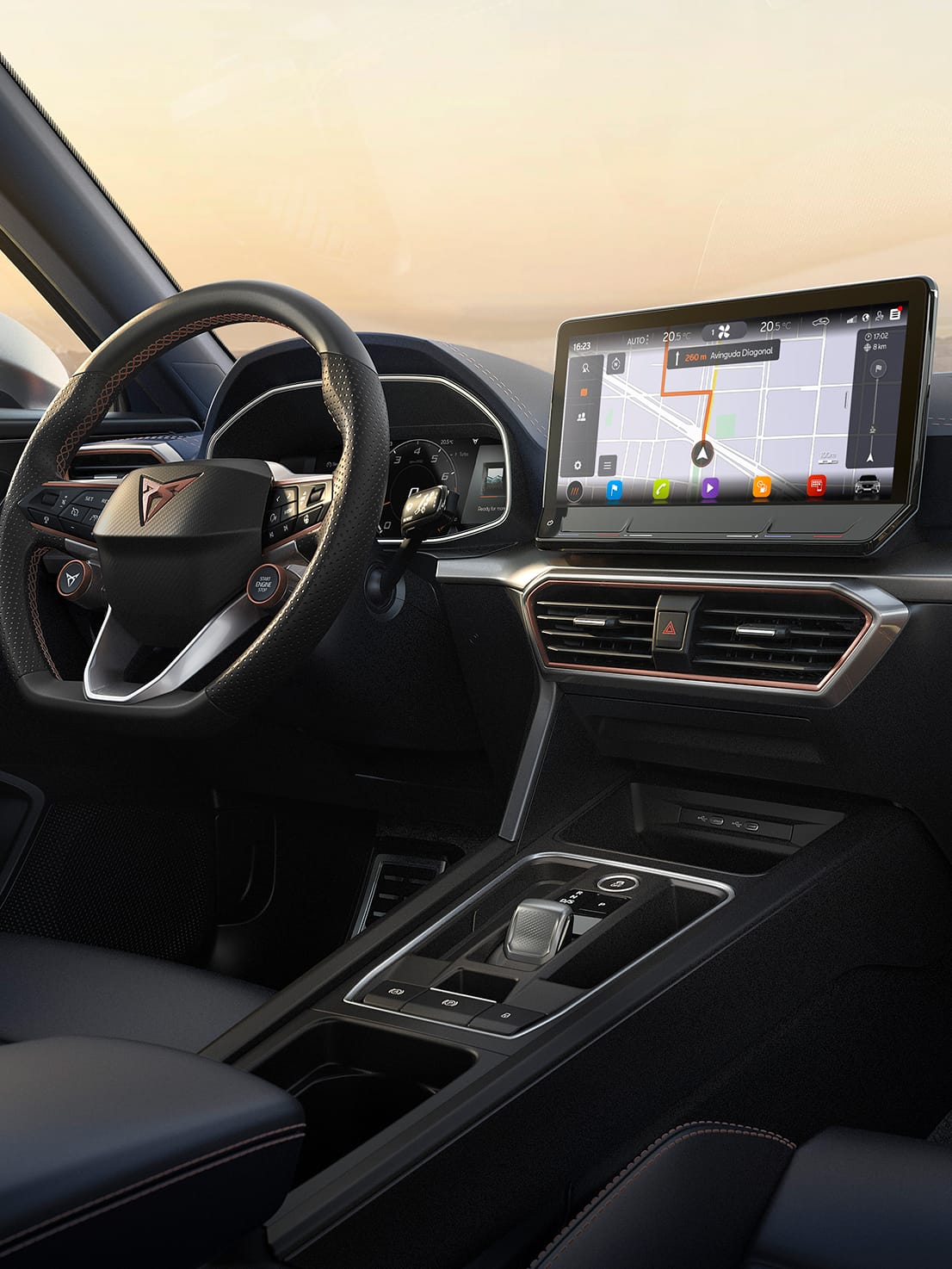 cupra connect sprachgesteuertes infotainmentsystem mit live-verkehrsmeldungen und alternativen routenvorschlägen