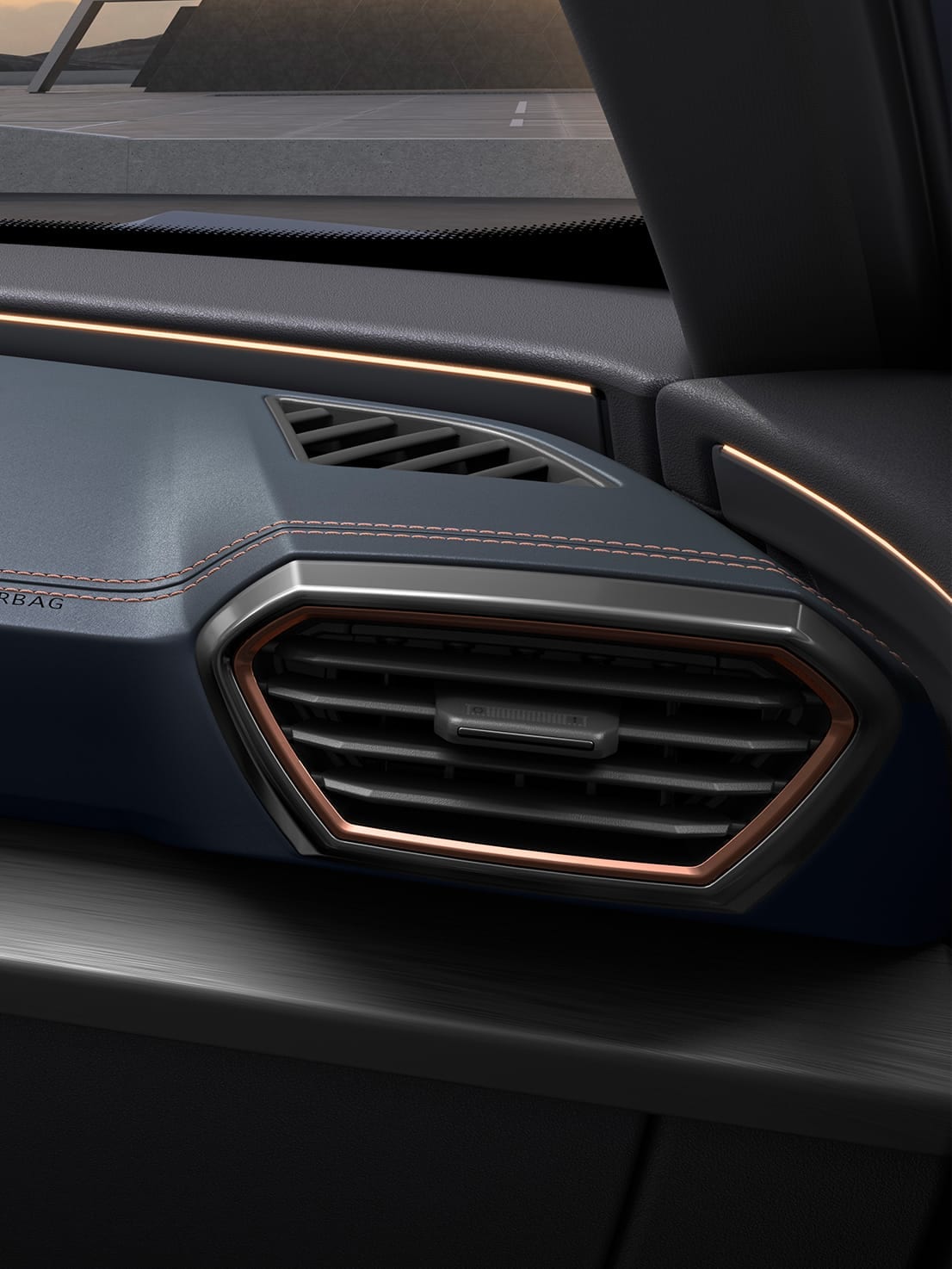 neuer cupra formentor kompakt-suv mit kupferfarbenen details an den lüftungsöffnungen